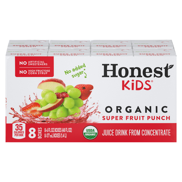 Honest Kids Organic Super Fruit Punch Juice Drink Boxes - 8 pk