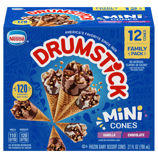 Nestle Drumstick Lil' Drums Vanilla & Chocolate Cones - 12 ct