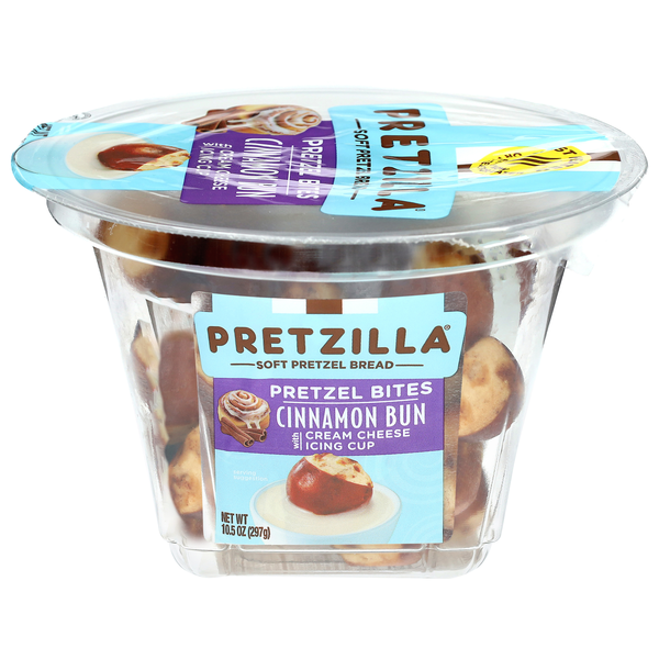 Pretzilla Cinnamon Bun Soft Pretzel Bites with Cream Cheese Icing Cup