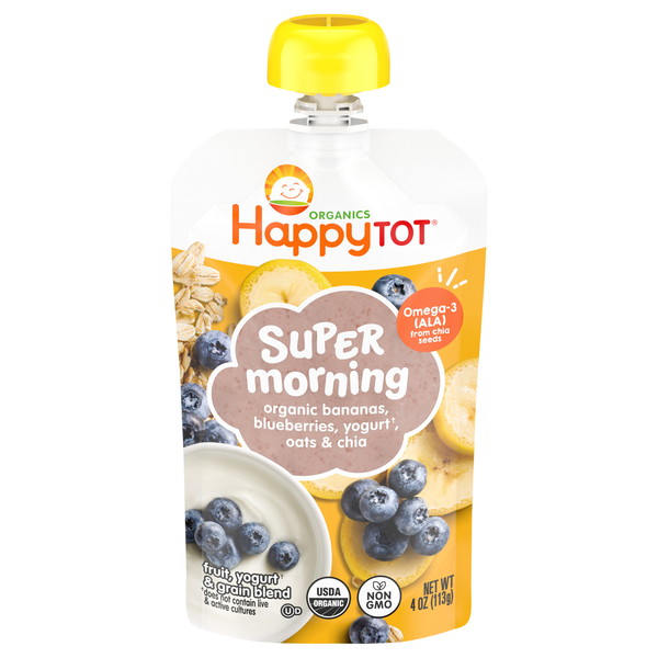 Happy Tot Organics Stage 4 Super Morning Bananas Blueberries Yogurt & Oats