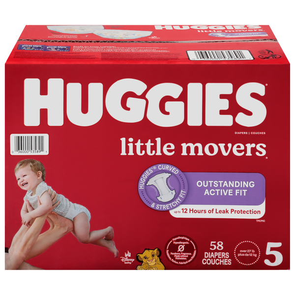 Huggies Little Movers Size 5 Baby Diapers 27+ lb
