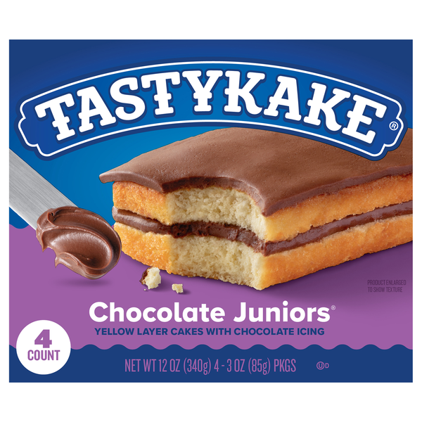 Tastykake Chocolate Juniors Snack Cakes with Chocolate Icing - 4 ct