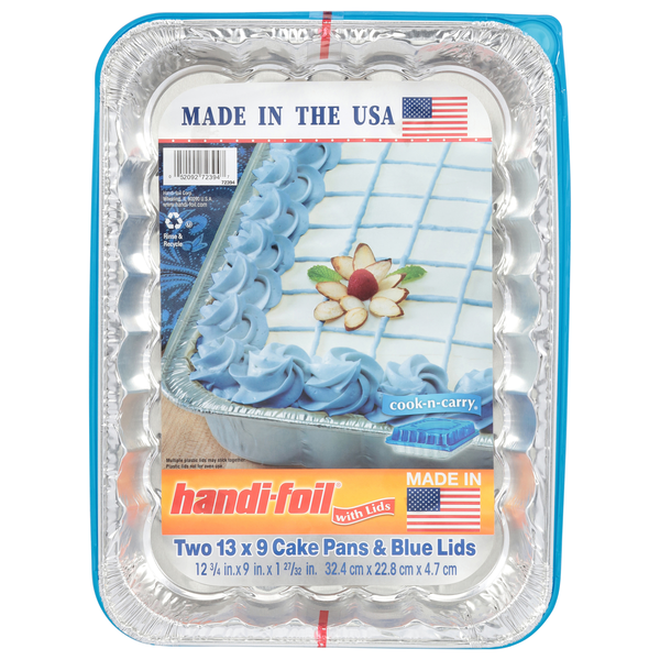 Handi Foil Cake Pans & Blue Lids 13 X 9 Inch