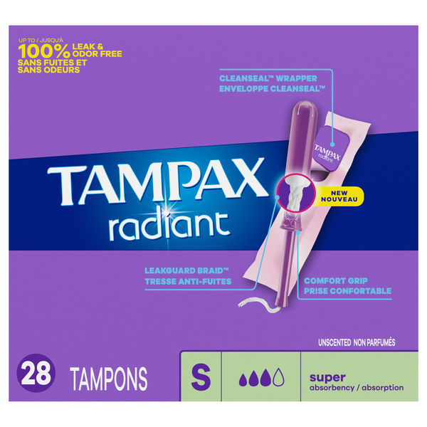Tampax Radiant Unscented Super Tampons
