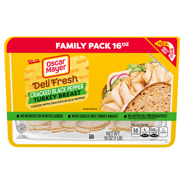 Oscar Mayer Deli Fresh Cracked Black Pepper Turkey Breast Sliced Family Pk
