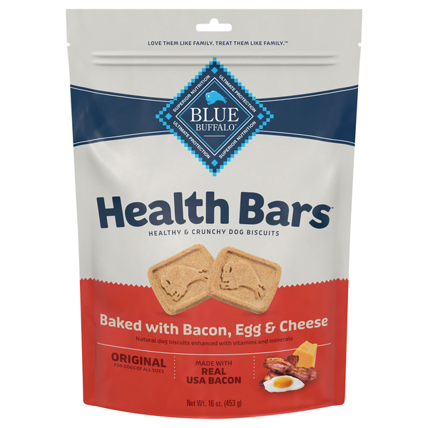 Blue Buffalo Natural Health Bars Bacon Egg & Cheese Crunchy Dog Biscuits