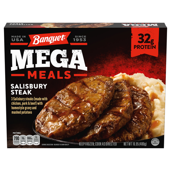 Banquet MEGA Salisbury Steak Protein Frozen Meal