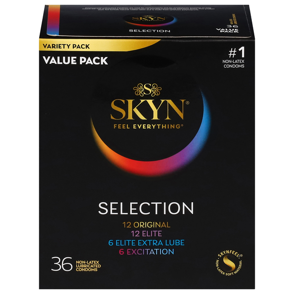 Skyn Selection Lubricated Non-Latex Condoms Variety Pack