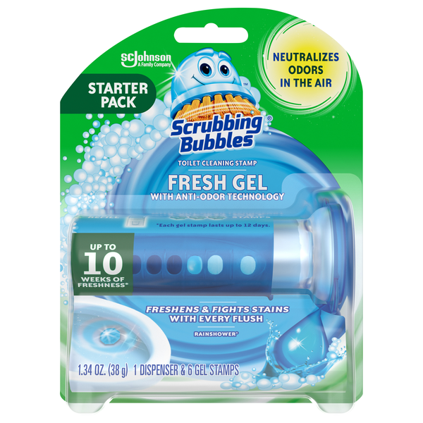 Scrubbing Bubbles Fresh Gel Rainshower Toilet Cleaning Stamp Starter Pack