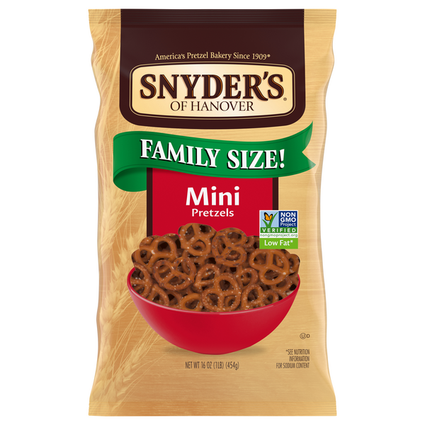 Save on Snyder's of Hanover Mini Pretzels Low Fat Family Size Order