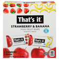 That's It Gluten Free No Sugar Added Strawberry/Banana Mini Bars 10 ct