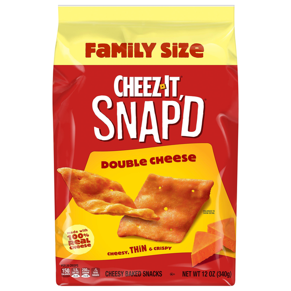 Cheez-It Snap'd Double Cheese Cheesy Baked Crackers Family Size