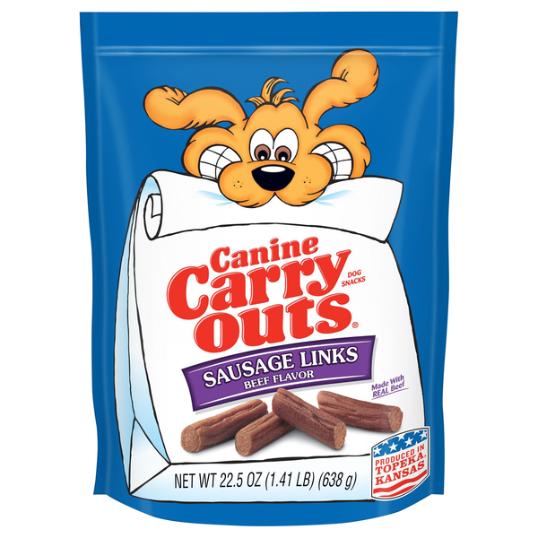 Canine Carry Outs Beef Flavor Sausage Links Dog Treat Snacks