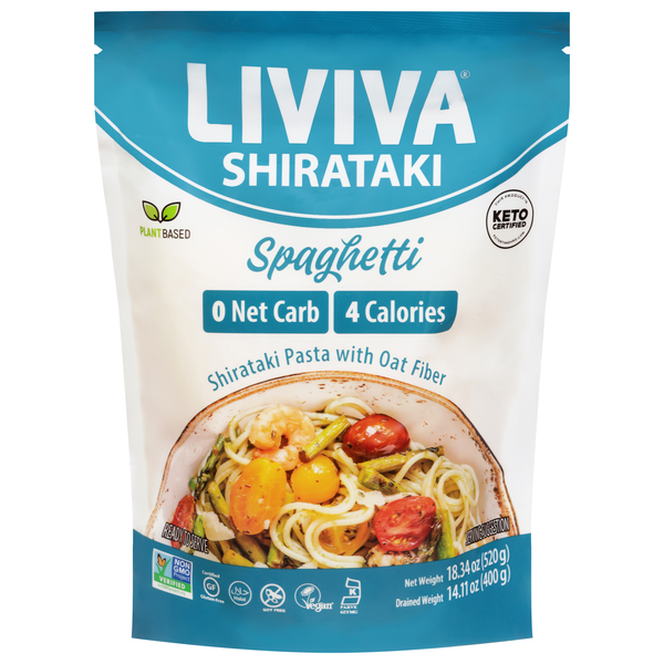 Liviva Organic Gluten Free Keto Spaghetti Shirataki Pasta with Oat Fiber