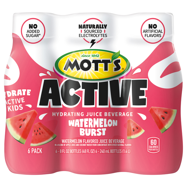 Mott's Active Watermelon Burst Hydrating Juice Beverage - 6 pk
