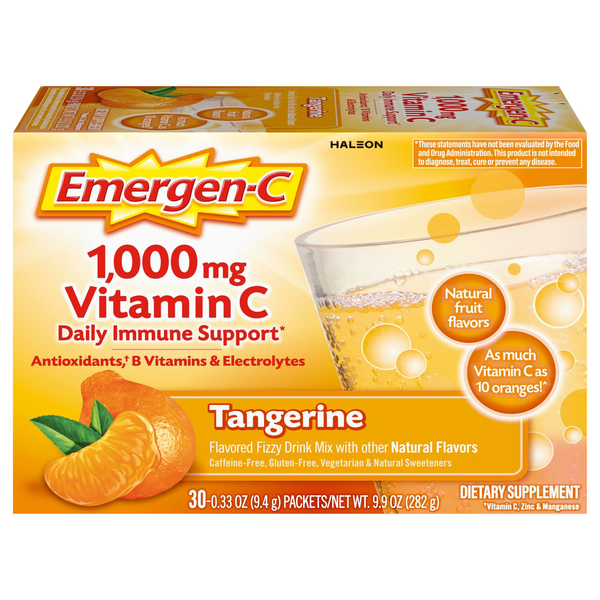 Emergen-C Tangerine Fizzy Drink Mix Dietary Supplement 1000mg Vitamin C