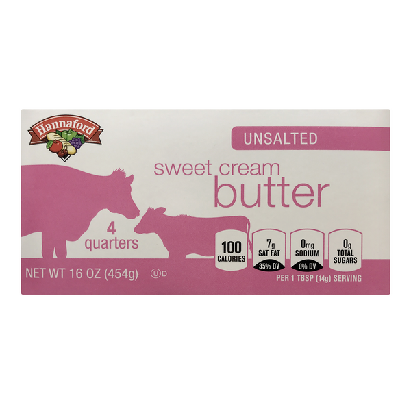 Hannaford Unsalted Sweet Cream Butter Sticks - 4 ct