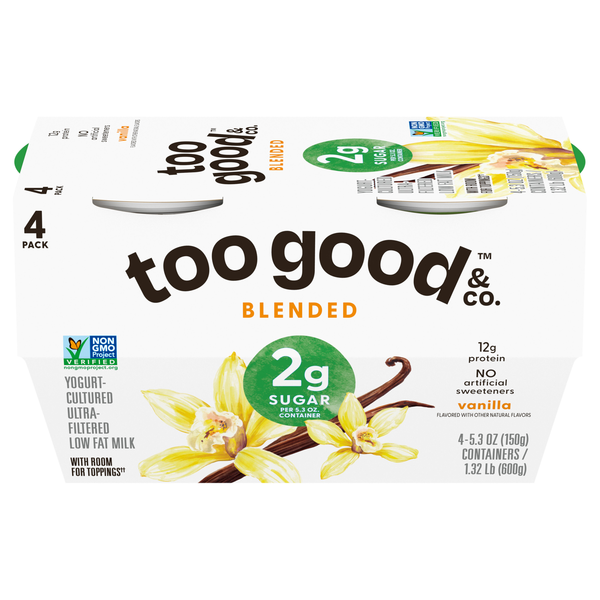 Too Good & Co. Blended Low Fat Vanilla Greek Yogurt Cups - 4 ct