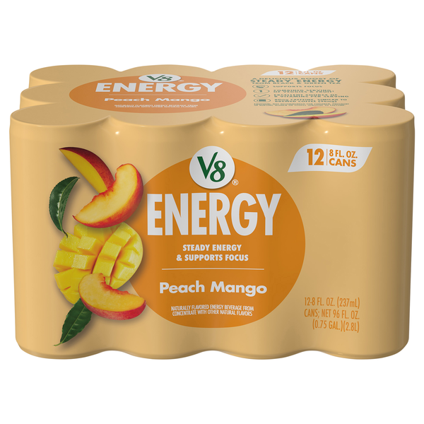 V8 +Energy Peach Mango Flavored Beverage - 12 pk
