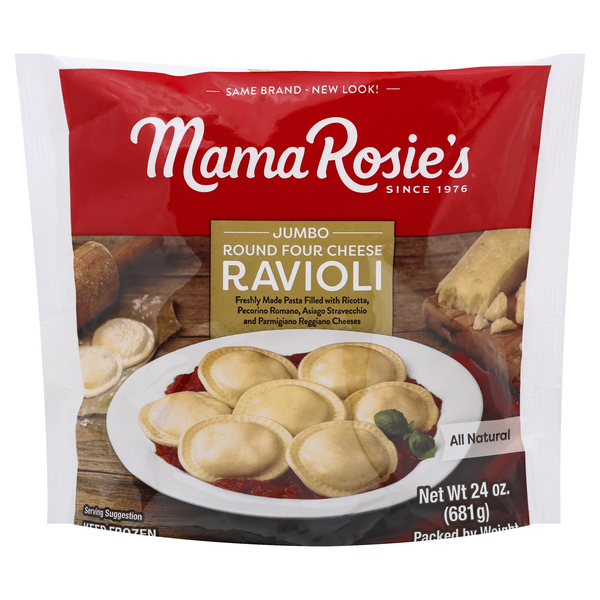Mama Rosie's Jumbo Round Four Cheese Ravioli Pasta Frozen