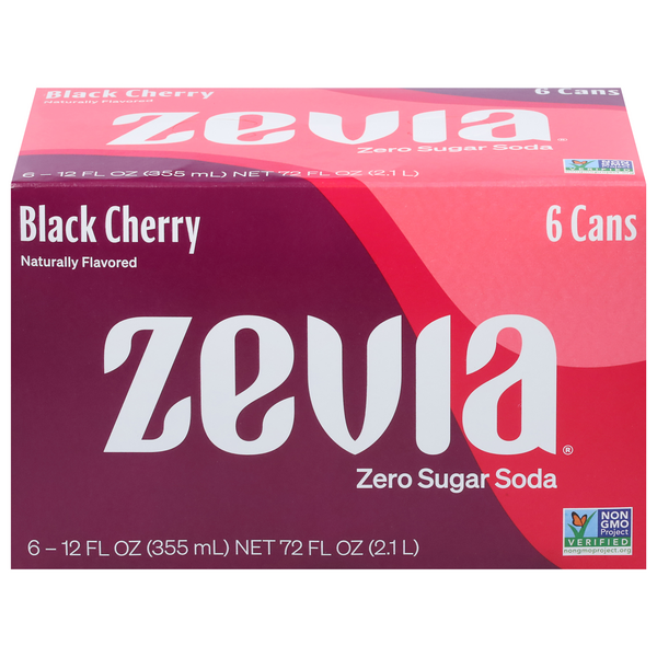 Zevia Zero Sugar Black Cherry Soda Caffeine Free - 6 pk