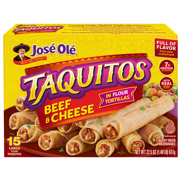 Jose Ole Beef & Cheese Taquitos - 15 ct Frozen