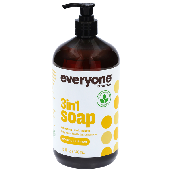 Everyone Coconut Lemon 3-in-1 Soap Body Wash Bubble Bath & Shampoo Pump