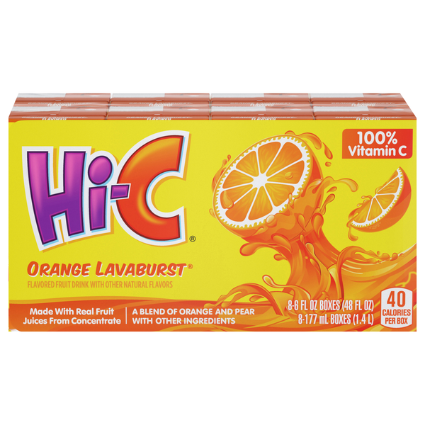 Hi-C Orange Lavaburst Fruit Drink Boxes - 8 pk
