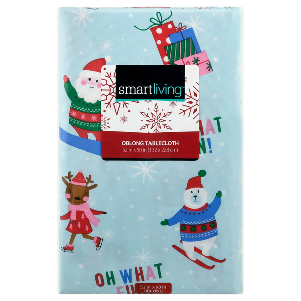 Smart Living Oblong Holiday Tablecloth Oh What Fun! 52 X 90 Inch