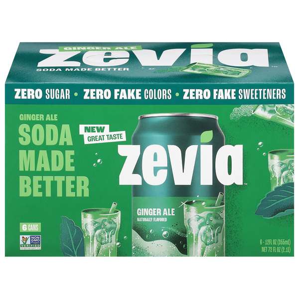 Zevia Caffeine Free Zero Sugar Ginger Ale Soda - 6 pk