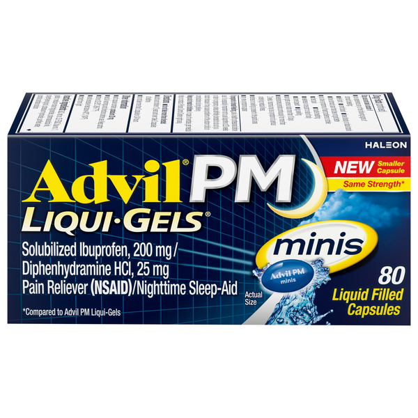 Advil PM Liqui-Gels Minis Pain Relief 200 mg Liquid Filled Capsules