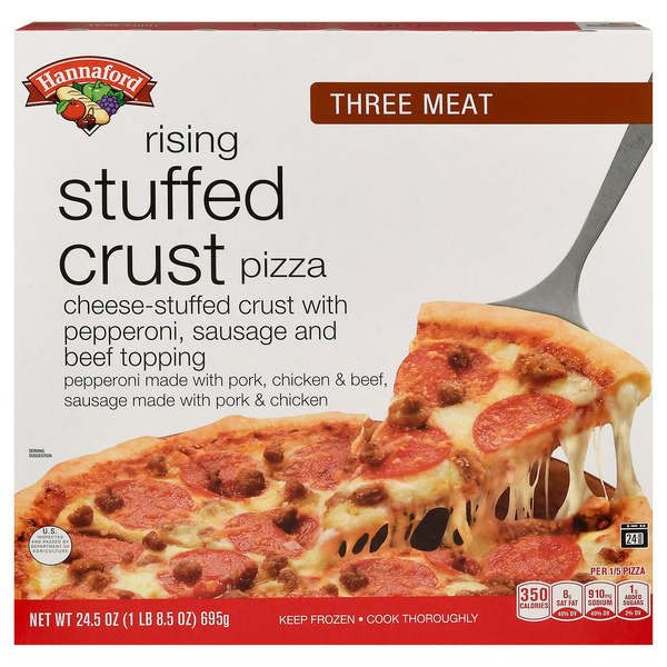 Hannaford Rising Stuffed Crust Three Meat Pizza Frozen