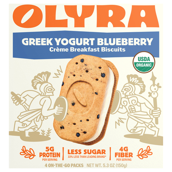 Olyra Organic Greek Yogurt Blueberry Sandwich Breakfast Biscuits - 4 ct