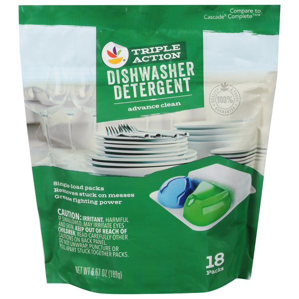 Our Brand Triple Action Advance Clean Dishwasher Detergent Packs - 18 ct