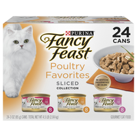 Fancy Feast Sliced Collection Poultry Favorites Variety Wet Cat Food 24 ct