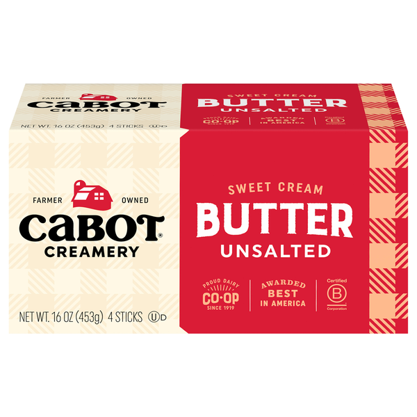 Cabot Sweet Cream Unsalted Butter Sticks - 4 ct