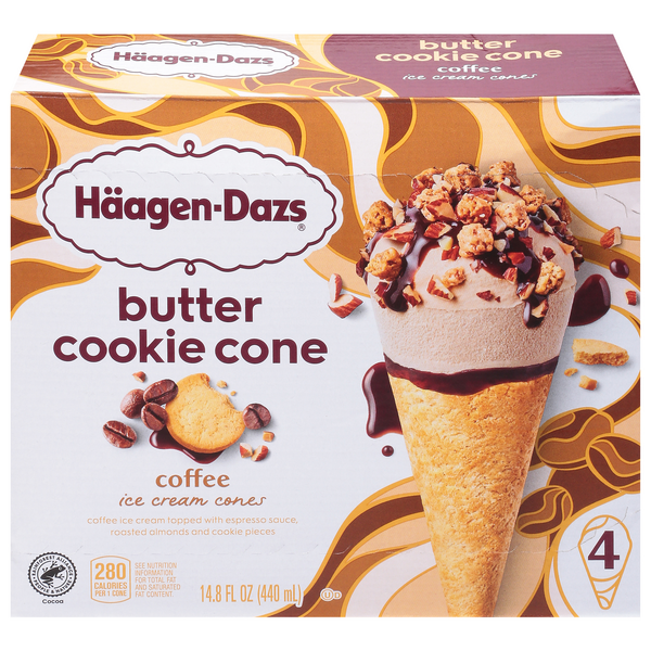 Save on HaagenDazs Butter Cookie Ice Cream Cones Coffee 4 ct Order