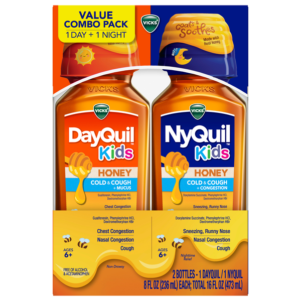 Vicks DayQuil + NyQuil Kids Cold & Cough Honey Value Combo Pack - 2 ct