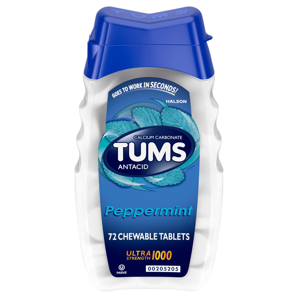 TUMS Ultra Strength Chewable Peppermint Antacid Tablets
