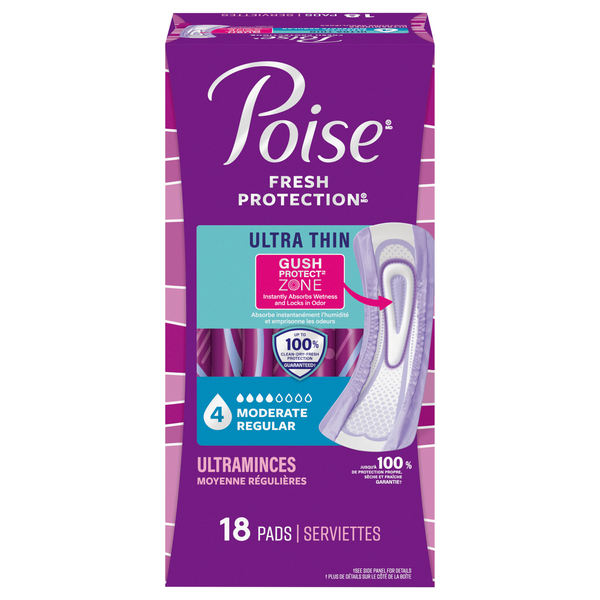 Poise Incontinence Pads Ultra Thin Regular Length Moderate