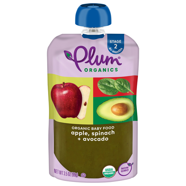 Plum Organics Stage 2 Baby Food Apple Spinach + Avocado