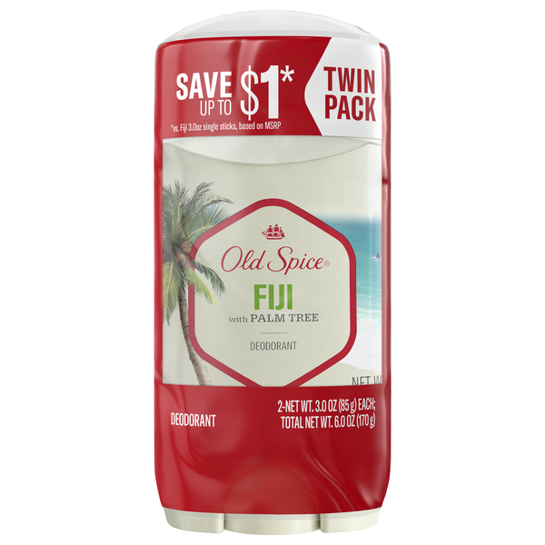 Old Spice Fiji with Palm Tree Aluminum Free Deodorant Stick 3 oz/2 ct