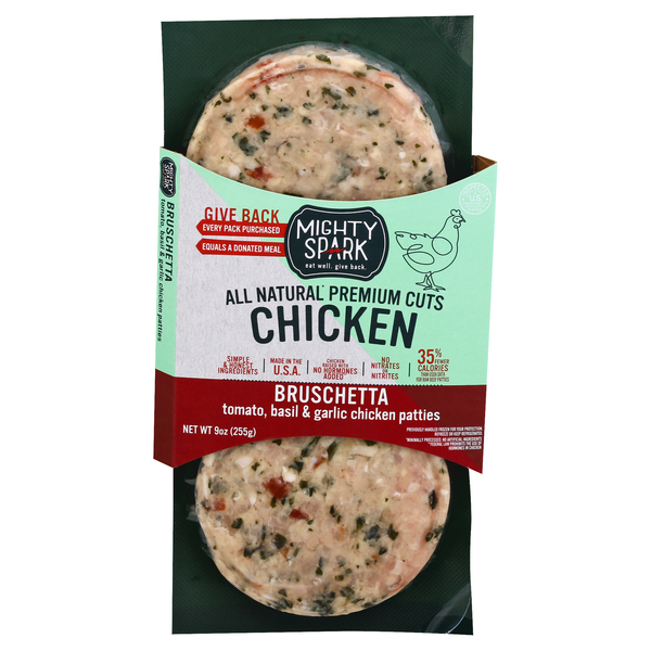 Save on Mighty Spark Chicken Patties Bruschetta All Natural 2 ct