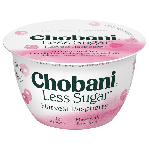 Chobani Less Sugar Low Fat Harvest Raspberry Greek Yogurt Cup