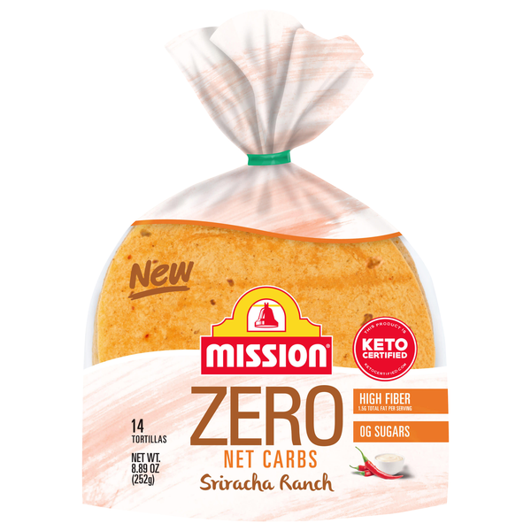 Mission ZERO Net Carbs Keto Sriracha Ranch Tortilla 4.5 Inch - 14 ct