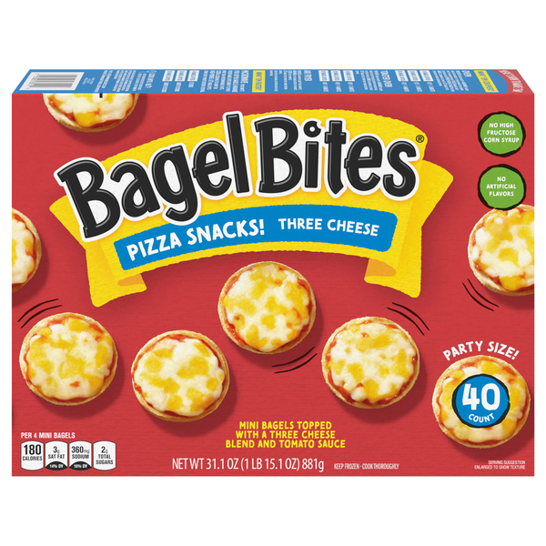 Bagel Bites Three Cheese Mini Pizza Snacks - 40 ct Frozen