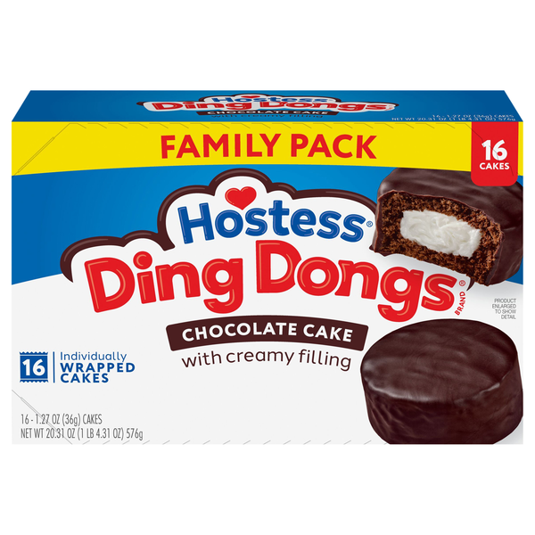Hostess Chocolate Ding Dongs Snack Cakes Family Pack - 16 ct
