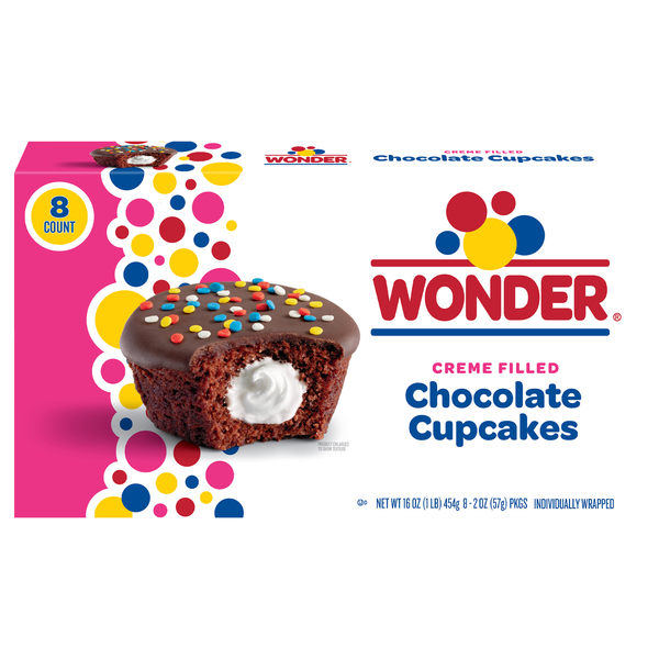 Wonder Creme Filled Chocolate Cupcakes - 8 ct