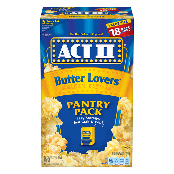 Act II Butter Lovers Pantry Pack Microwave Popcorn - 18 ct