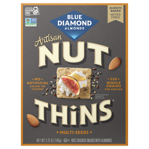 Blue Diamond Almonds Gluten Free Multi Seeds Nut Thins Cracker Snacks